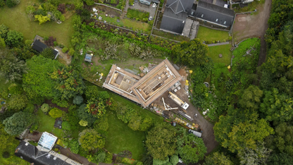 a building without a roof taken from above