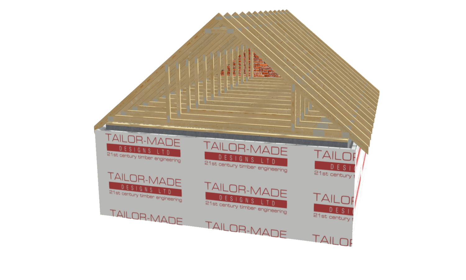 an animated 3D model of attic trusses