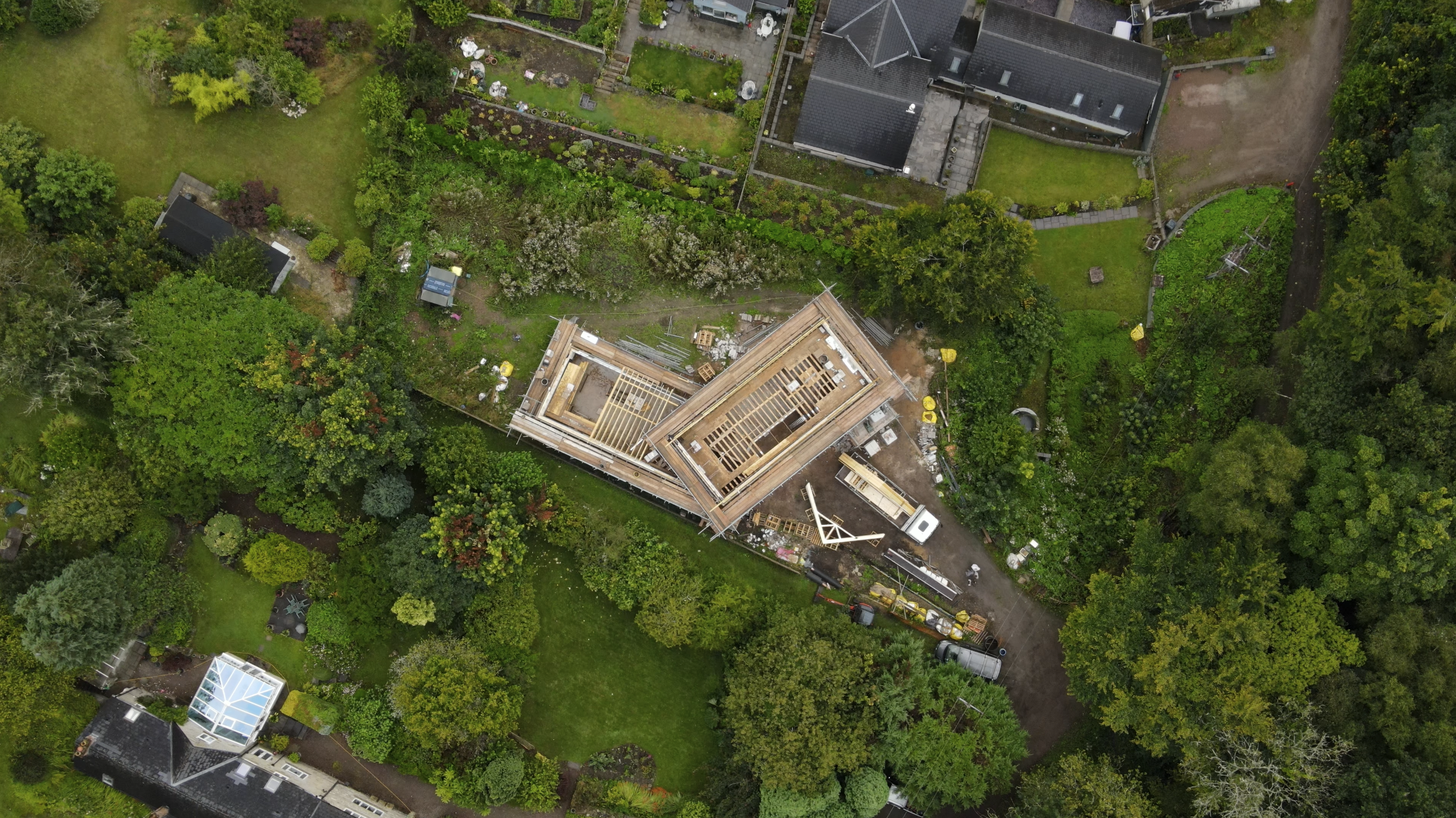 posi-joists installed on a home taken from above