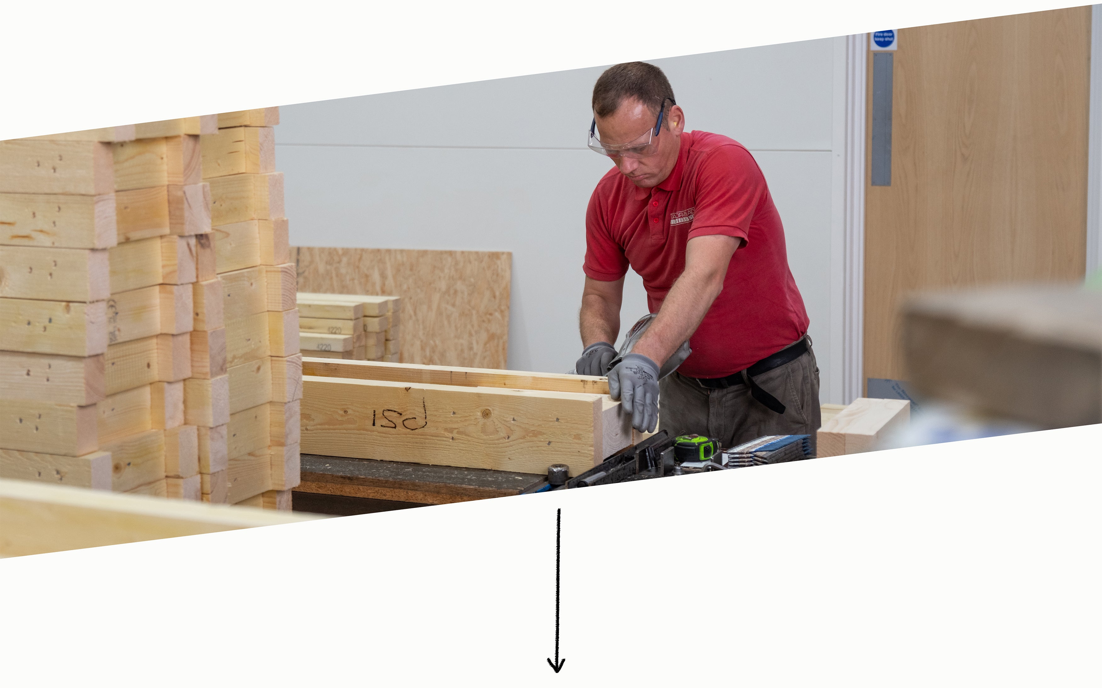 factory worker making posi-joists in a factory